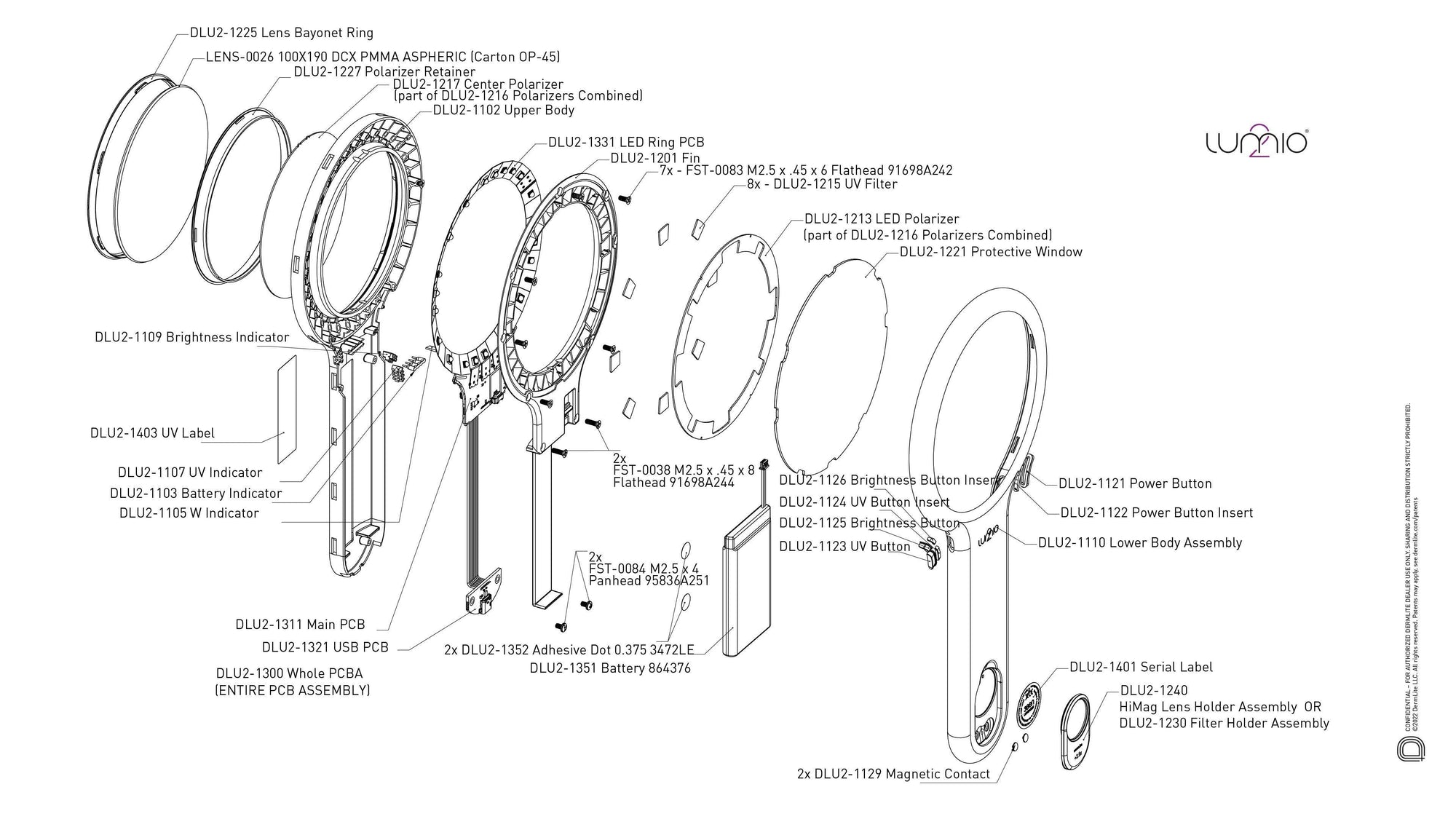 DLU2-1300 PCB Assembly Ring,Main & Charger DLU2